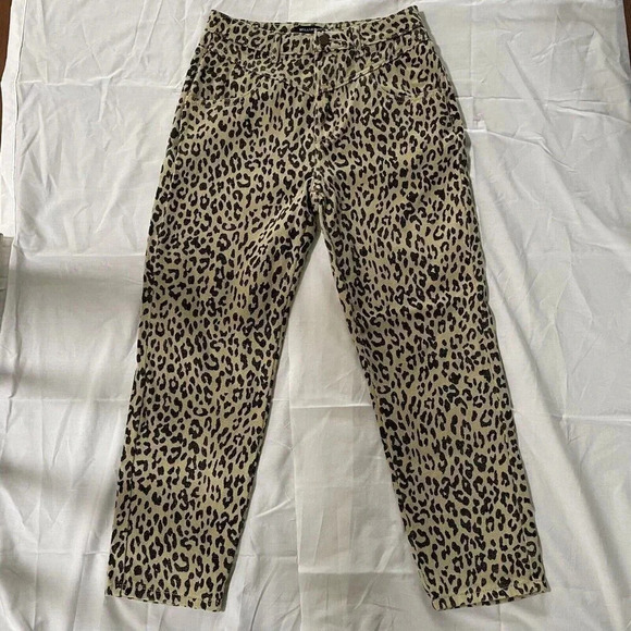 William B Leopard Print Jeans Size S (26) Crop High Rise High Waist Mobwife - Picture 3 of 14